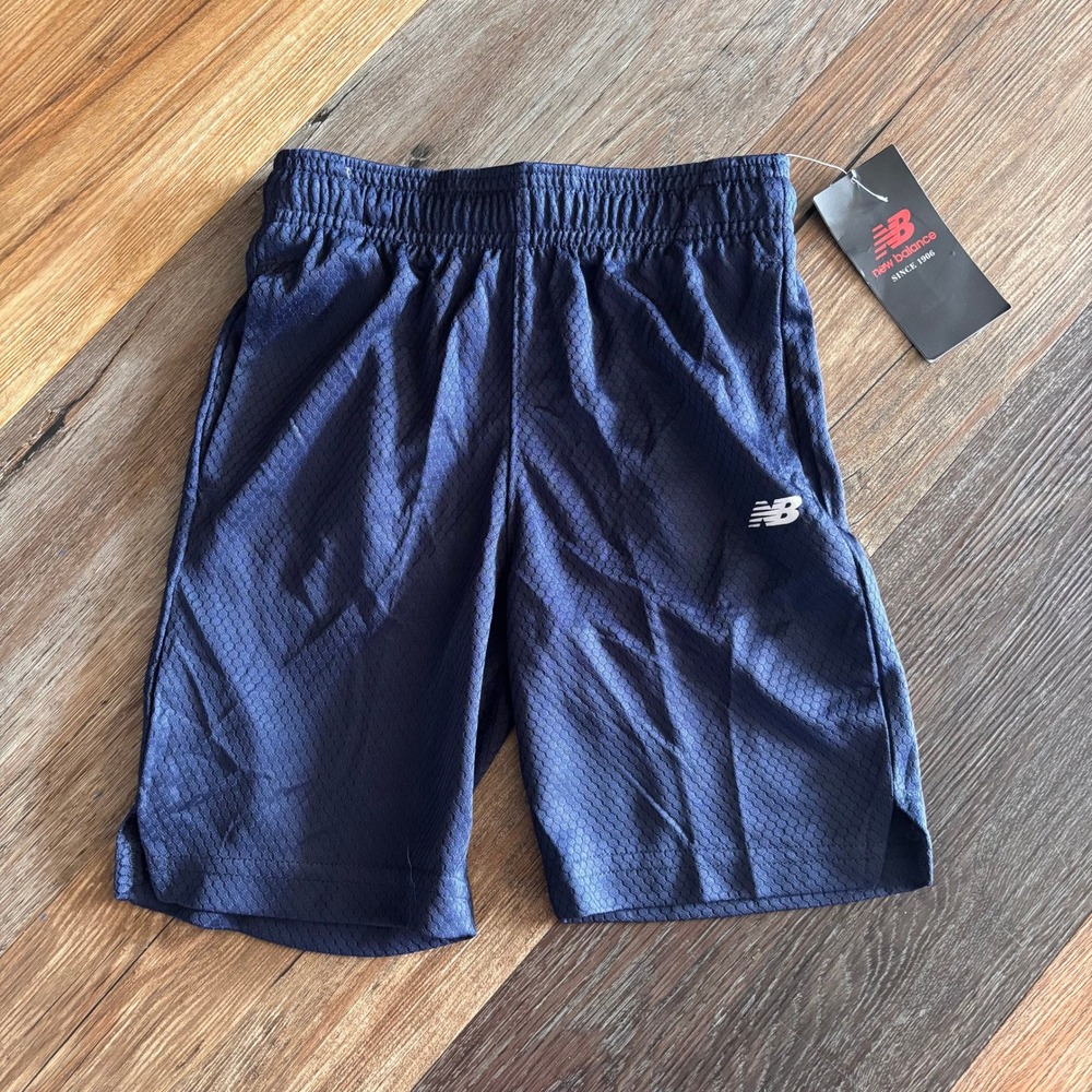 New Balance Boys Natural Indigo Blue Honeycomb Mesh Athletic Shorts Size L 7 NEW
